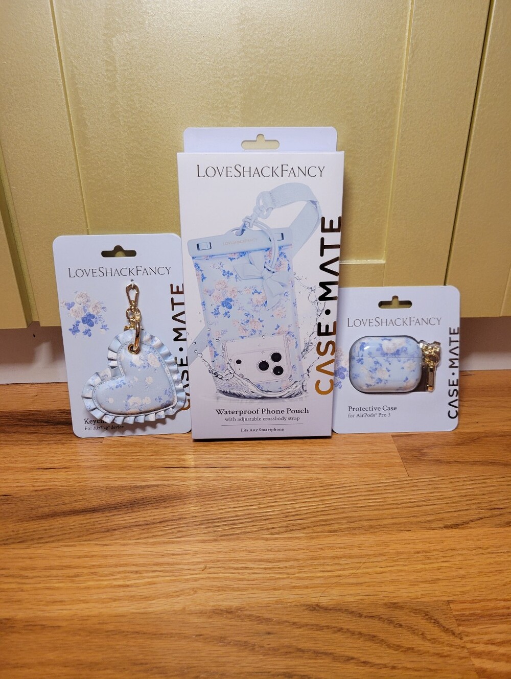 NWT LoveShackFancy x Case-Mate Tech Set Everblooming Rosettes Blue 3pc Lot HTF